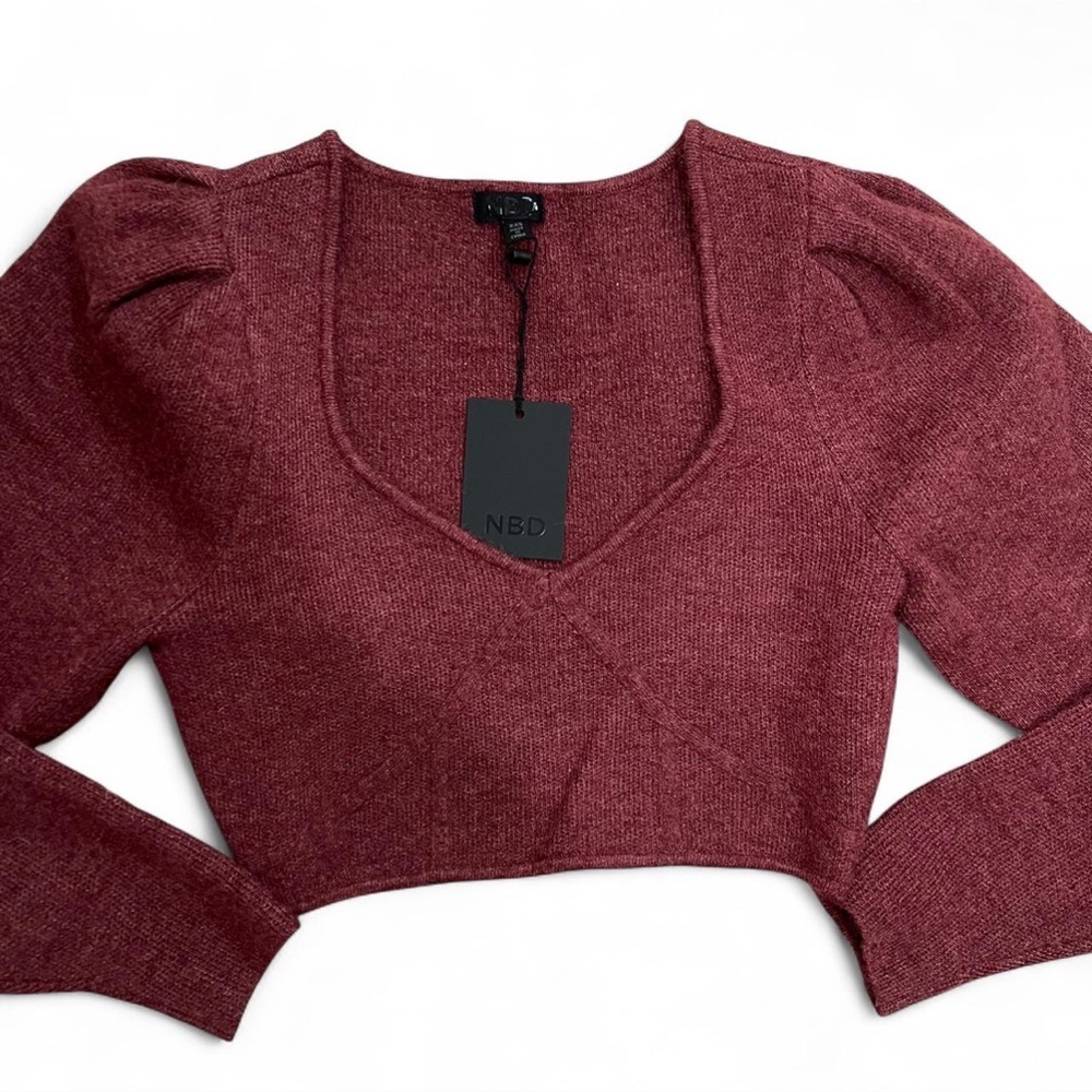 NBD burgundy cropped sweater